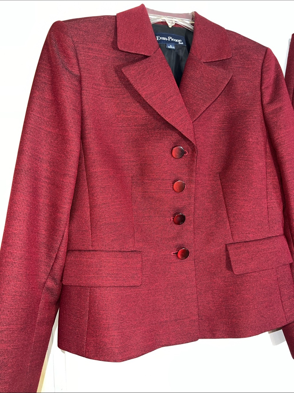 Evan Picone Deep Burgundy Women's Blazer and Skirt Set - Picture 2 of 5
